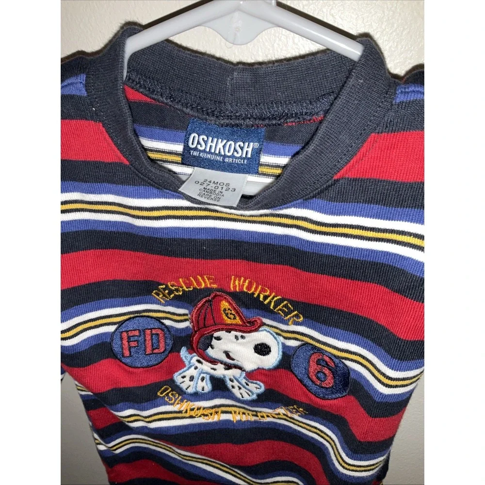 Vintage OshKosh B'gosh Striped Firefighter Dalmatian Romper 24 Months Multicolor